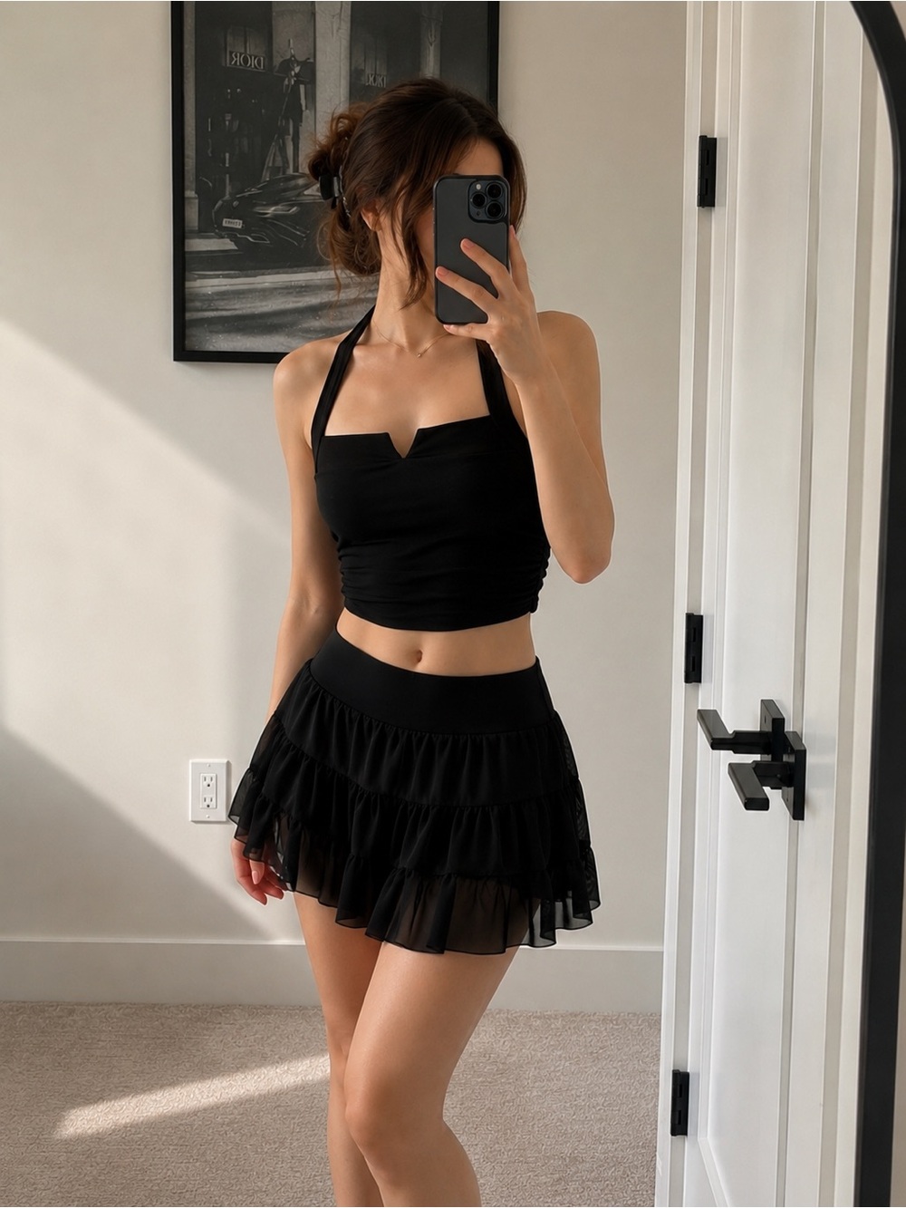 Forever 21 Black Layered Ruffle Mini Skirt Y2K Coquette Size S